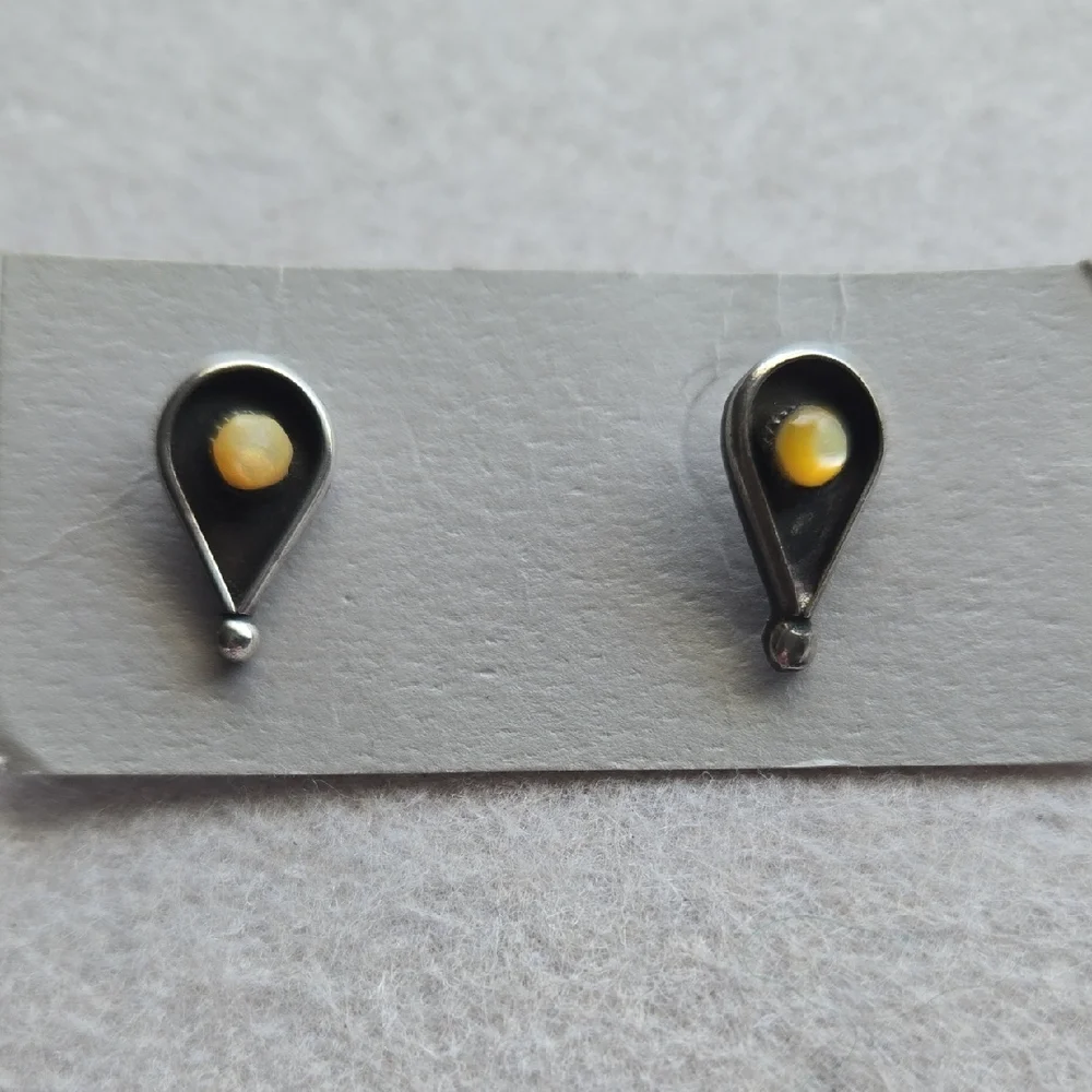 Blue Butterfly & Sterling Teardrop, Feet Stud Post Earring Set